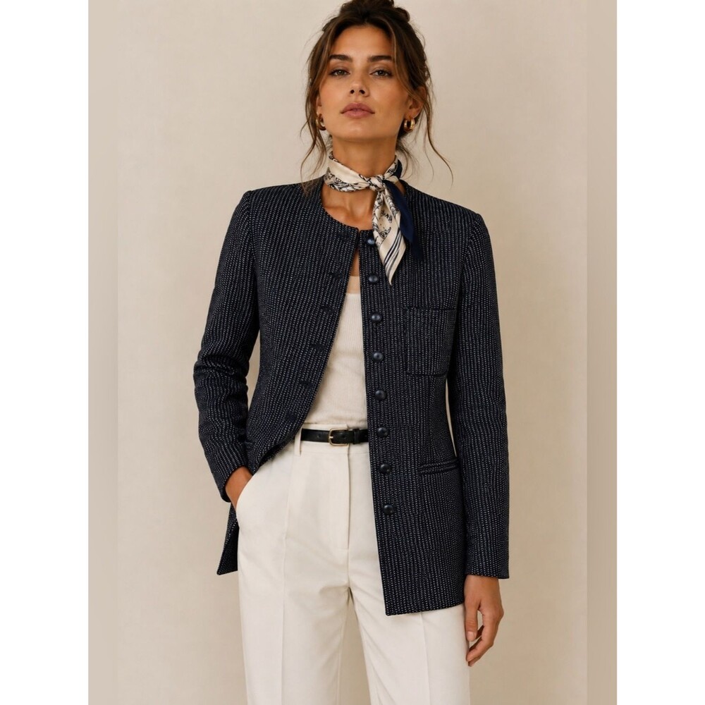 Vintage Alcott & Andrews 1980’s Gray Wool Silk Blazer USA Sz L Quiet Luxury Luxe